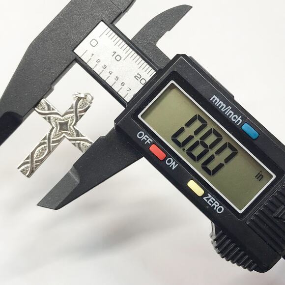 Vintage Italy 925 Sterling Silver Cross Necklace Pendant Pebbled Textured Star - Picture 5 of 9